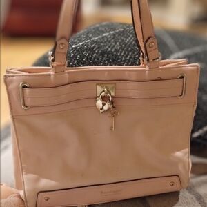 Pink Tote Bag with Heart Charm